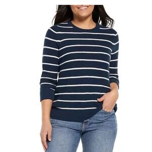 Gap Women's Seedstitch Sweater Size S Midnight Stripe Cotton Blend